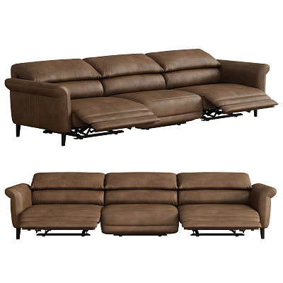 Brown Leather Sectional Sofa with Reclining Seats and Modern Design for Living Room 3d model