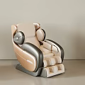 Modern Beige and Black Massage Chair With Ergonomic Design Headrest and Footrest
