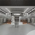 Modern Clothing Store Interior With Open Layout Metallic Racks And Glass Displays