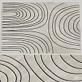 Square Modern Rug Featuring Wavy Black Lines On Neutral Beige Surface 3d model