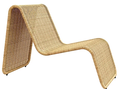 Modern Curved Woven Rattan Lounge Chair For Outdoor Relaxation Space 3d model