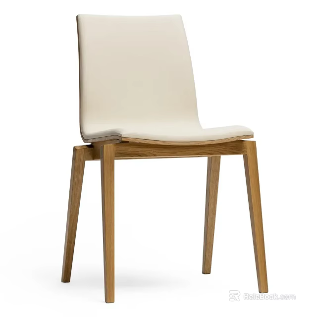 Modern White Accent Chair With Contemporary Design Smooth Upholstery And Wooden Legs 3d model 