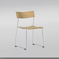 Modern Light Wood Leisure Chair With Wooden Seat Backrest And Chrome Metal Frame