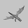 3DRendered Dragon Creature With Crocodile Head Spread Wings And Open Mouth Design 3d model