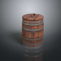Vintage Style Wooden Barrel Decorative Ornament Set With Metal Hoops Lid And Handle