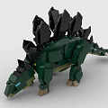 Green Building Blocks Stegosaurus Dinosaur Model With Black Plates And Brown Legs