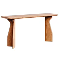 Modern Oak Console Table With Unique Curved Legs And Sleek Surface Design 3d model
