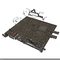 Industrial Mechanical Equipment With Structural Metal Frames Brackets And Cables