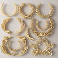 Golden Laurel and Wheat Wreath Wall Decor with Various Shapes and Designs for Interior