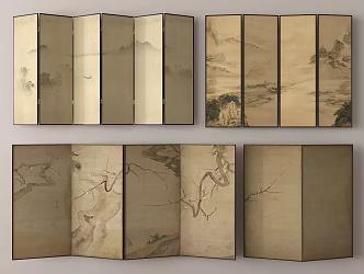 New Chinese Style Silent Screen Partition Folding Screen 3d model
