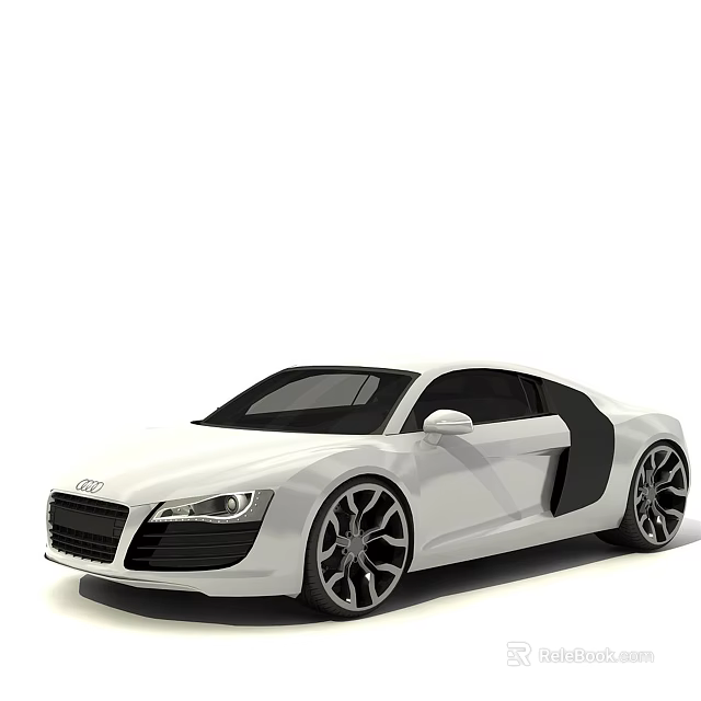 White Audi Sports Car With Sleek Exterior Black Doors And Alloy Wheels 3d model 