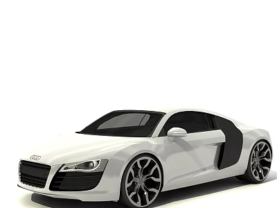 White Audi Sports Car With Sleek Exterior Black Doors And Alloy Wheels 3d model