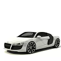 White Audi Sports Car With Sleek Exterior Black Doors And Alloy Wheels
