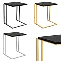 Modern Side Tables With Metal Frames And Black Marble Tops In Gold Silver Black Colors