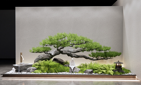 New Chinese style landscape sketch courtyard sketch welcome pine interior landscape sketch landscape stone plant landscape 3d model