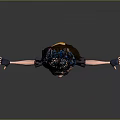 3D Character Girl In Black Top Blue Shorts Black Fishnet Stockings Arms Outstretched Gray Background