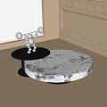 Round Coffee Table With White Marble Top Black Base And Small Side Table Sculpture 3d model