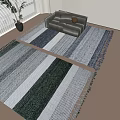Modern Square Carpet Tassel Carpet 3d model