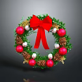 Commercial Christmas Wreath Decorative Equipment Featuring Red Bow Pine Cones And Colorful Ornaments