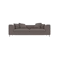 Luxurious Beige Velvet Two Seater Sofa With Tufted Design Pillows And Metal Legs