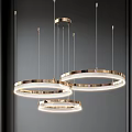Modern Circular Gold Chandelier Design With LED Lighting For Interior Spaces 3d model