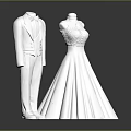 Elegant White Wedding Dress And Groom Suit Formal Attire For Bridal Events