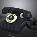 Vintage Black Rotary Dial Telephone Classic Electronic Device With Coiled Cord