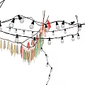 Decorative String Light Chandelier with Colorful Tassels and Glass Bulbs