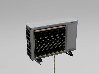 White AC Fan Outdoor Unit with Metal Grille and Stable Support Stand 3d model