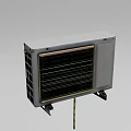 White AC Fan Outdoor Unit with Metal Grille and Stable Support Stand