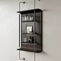 Modern Wall Shelf Mounted On Light Wall with Glass Jars Photo Frame And Decorative Vases