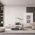 Modern Living Room Interior With Sofa Coffee Table Wall Art Plant And Rug