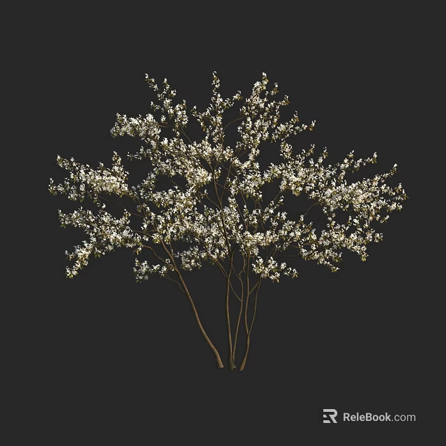 Decorative White Flowering Arbor With Graceful Branches On Dark Background 3d model