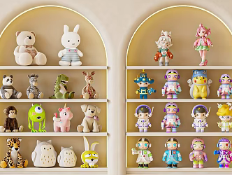 Modern Cream Toy Plush Toy Doll Ornaments Combination Hallway Ornaments 3d model