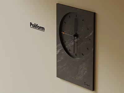 Poliform Modern Wall Clock With Black Marble Texture And Sleek Design 3d model