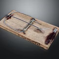 Vintage Wooden Mouse Trap Decorative Ornament Set With Metal Spring And The Deadly Trap Text