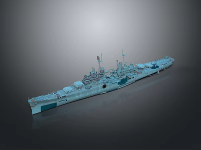 3D Model Of Naval Warship With Detailed Deck Superstructure And Antennas 3d model