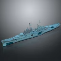 3D Model Of Naval Warship With Detailed Deck Superstructure And Antennas