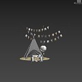 Modern Tent Children's Tent Penguin Balloon Bunting 3d model