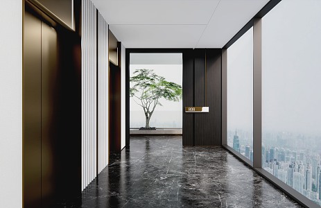 Modern Home Elevator Hall Entrance Landscape Sparch Indoor Drought Landscape Plant Landscape Home Elevator Hall Entrance 3d model