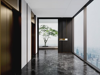 Modern Home Elevator Hall Entrance Landscape Sparch Indoor Drought Landscape Plant Landscape Home Elevator Hall Entrance 3d model