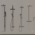 Modern Bathroom Shower Heads With Different Spray Patterns And Wall Mounted Designs 3d model