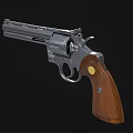 Classic Revolver Firearm With Silver Barrel And Wooden Grip Design 3d model