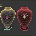 Fashionable Gold Necklaces With Teardrop And Leaf Shaped Pendants On Mannequin Displays