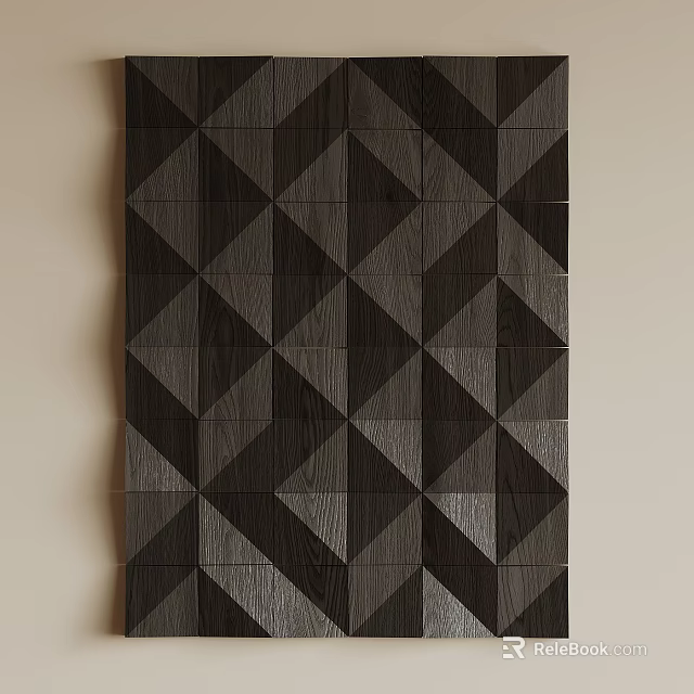 Modern Wooden Wall Decor With Intricate Black Gray Geometric Patterns 3d model