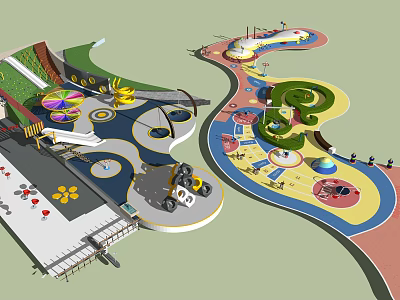 Colorful Playground Equipment With Slides Rotating Structures Climbing Areas And Circular Designs 3d model