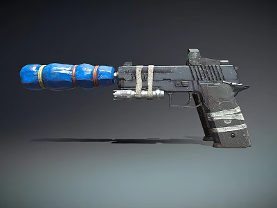 Custom Modified Gun With Blue Orange Components Straps And Black Body 3d model