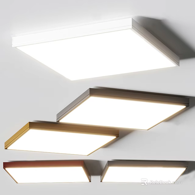 Modern Square Flush Mount Ceiling Lights With Different Color Frames And Bright Lighting 3d model 
