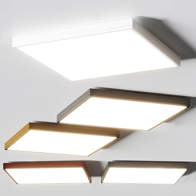 Modern Square Flush Mount Ceiling Lights With Different Color Frames And Bright Lighting 3d model