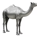Single Silver Camel 3D Model on White Background with Detailed Texture 3d model